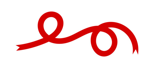 Red abstract swirl ribbon brush stroke design element for calligraphy, decoration, banners, highlights, dividers and creative graphic layouts