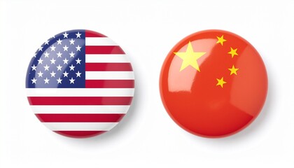 USA and China flags button illustration icon