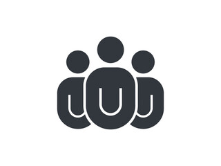 Simple black icon depicting a group of people in a circular arrangement