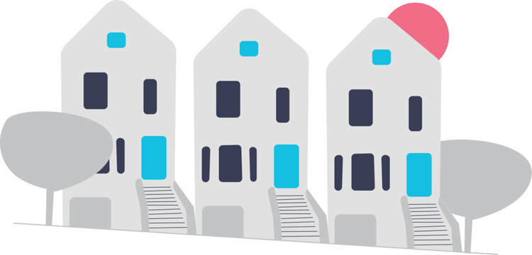 A charming illustration depicts a quaint small town scene with colorful buildings and a peaceful atmosphere evoking a sense of community