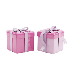 Fototapeta premium Pink Gift Boxes with Ribbons Isolated on White Background