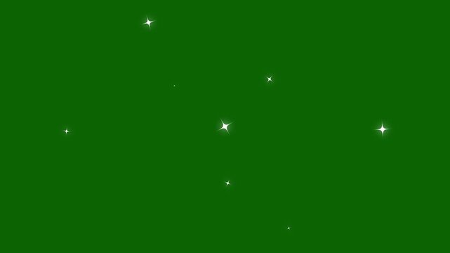 twinkle star green screen background video sparkle. abstract night sky with twinkling stars. White glowing twinkling stars sparkle animation, Cartoon star burst sparkle glitter motion. 4k