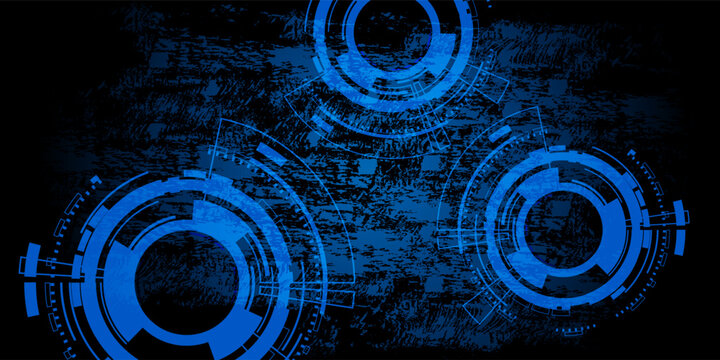 Blue Grunge Futuristic HUD Technology Background with Digital Circles