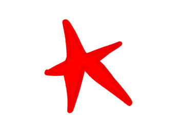 Obraz premium red star doodle drawing on white background