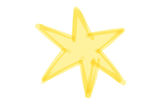 golden star doodle drawing on white background