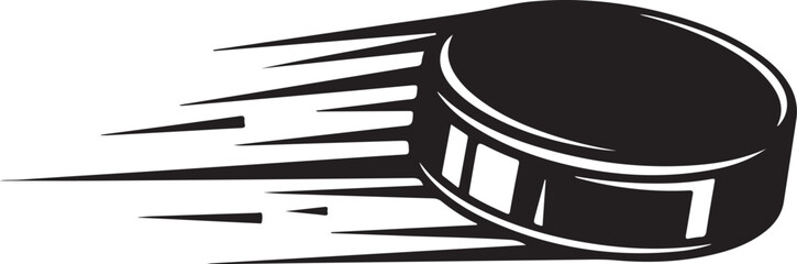 Fast ice hockey puck vector silhouette