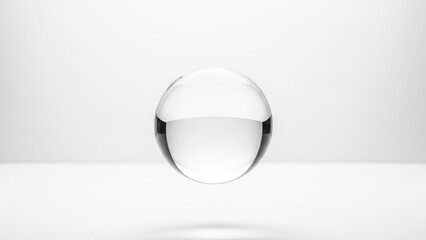 Clear Glass Sphere Floating on White Background