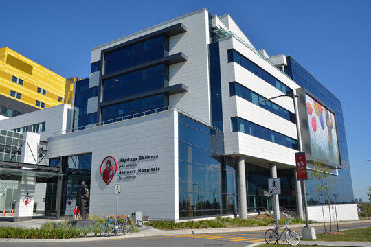 MONTREAL CANADA SEPTEMBER 14 2016: New McGill University Health Centre (MUHC) and shriners hospital a network of teaching and community hospitals