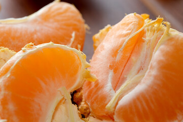 Juicy orange segments ready to be enjoyed in a bright kitchen