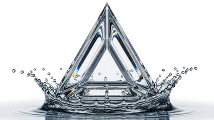 Abstract Geometric Prism Splash Water Crystal Clear Liquid