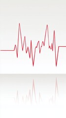 ecg. Red ECG line pattern transitioning from flat to sharp peaks on white background, medical graphic. STEM education sheets.
