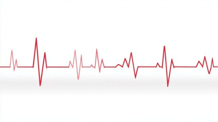 ecg. Red ECG line pattern transitioning from flat to sharp peaks on white background, medical graphic. STEM education sheets.
