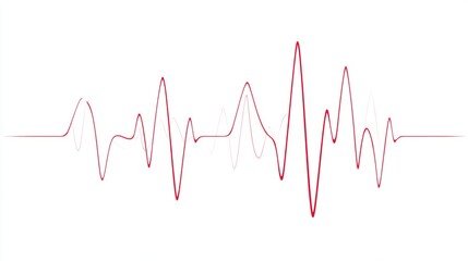 ecg. Red ECG line pattern transitioning from flat to sharp peaks on white background, medical graphic. STEM education sheets.
