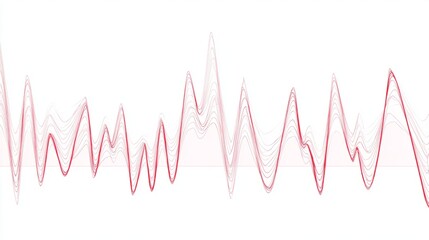 ecg. Red ECG line pattern transitioning from flat to sharp peaks on white background, medical graphic. STEM education sheets.
