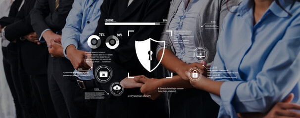 Engaging presentation on data security featuring a diverse group of professionals in an office environment, emphasizing the importance of digital safety and collaborative practices. Trope