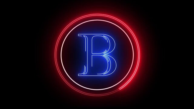 B letter minimal single alphabet logo animation in round circle dark background