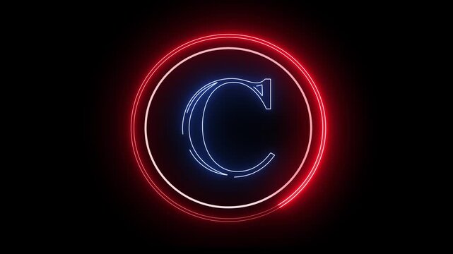 C letter minimal single alphabet logo animation in round circle dark background