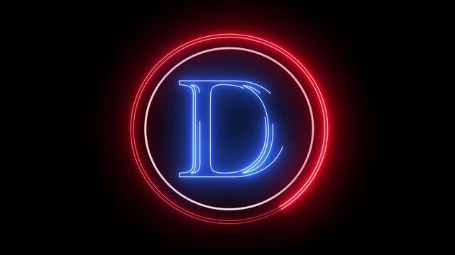 D letter minimal single alphabet logo animation in round circle dark background