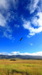 skylark. A skylark bird soaring high in the blue sky with its wings fully spread. wildlife magazines, conservation campaigns, designed for eco-tourism storytelling, promotes animal welfare.
