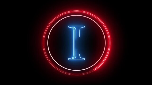I letter minimal single alphabet logo animation in round circle dark background
