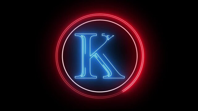 K letter minimal single alphabet logo animation in round circle dark background