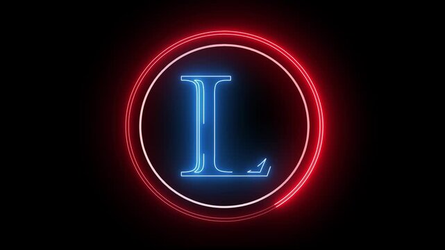 L letter minimal single alphabet logo animation in round circle dark background
