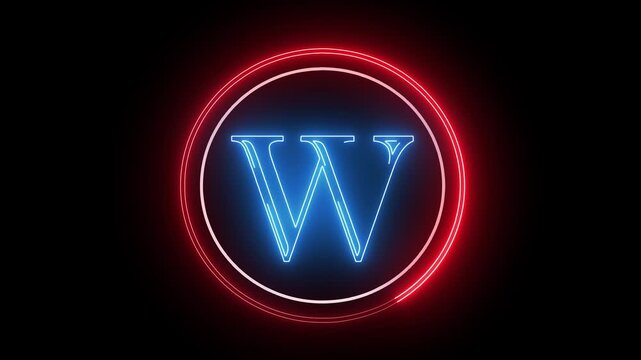 W letter minimal single alphabet logo animation in round circle dark background