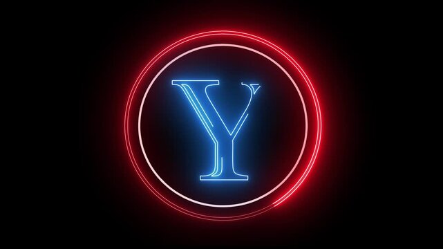 Y letter minimal single alphabet logo animation in round circle dark background