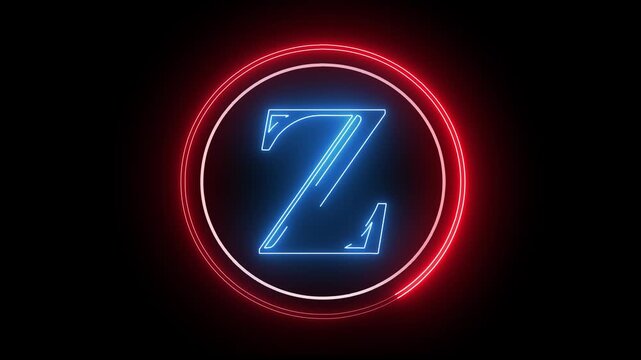 Z letter minimal single alphabet logo animation in round circle dark background