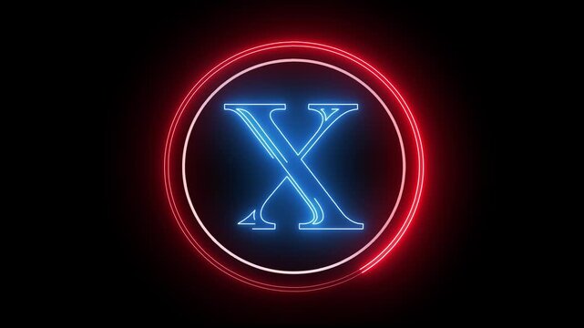 X letter minimal single alphabet logo animation in round circle dark background