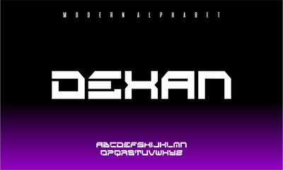 Modern alphabet font style with DEXAN text 