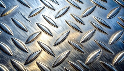 Close-up of a textured silver metallic diamond plate surface with a diagonal cross-hatch pattern