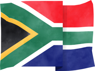illustration of South Africa flag in watercolor style