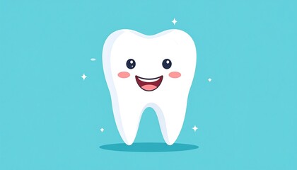 Cartoon Tooth Character with Happy Smile.