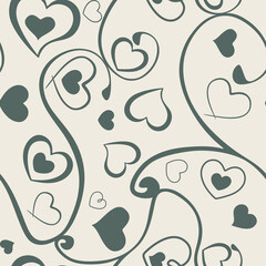 cute line art with heart seamless pattern design for fabric or wallpaper print 