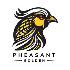 Obraz premium Golden Pheasant Cartoon Silhouette Vector | Vibrant Black & White Bird Design