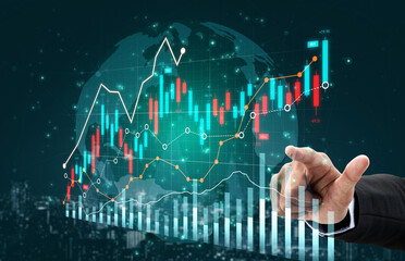 Innovative financial graphs illustrate market trends and data analysis, highlighting growth potential and investment opportunities in a digital landscape. Scalp