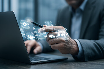 Businessman Using Laptop