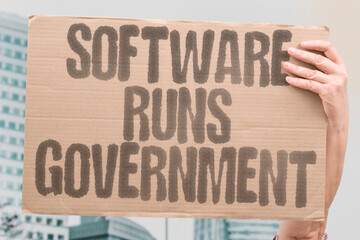 "Software Runs Government" Digital tools manage state operations. DIGITAL. OPERATIONS. TECHNOLOGY. STATE. MANAGEMENT.