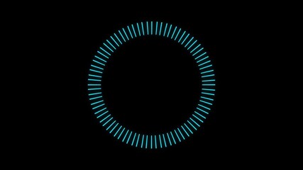 Blue light circle digital tech processing interface loader with rotation loop speed animation on black background - Powered by Adobe