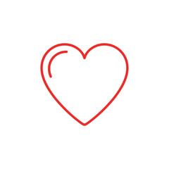 Red donation heart symbol icon in minimalist line art style  
