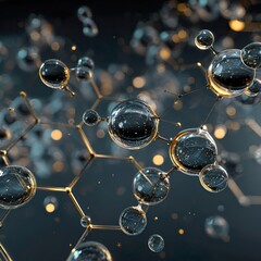 Floating oil and water bubbles creating a cloud-like formation