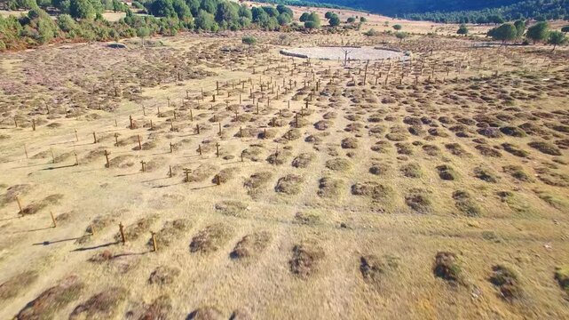 Sad hill cemetery famous western movie location aerial view