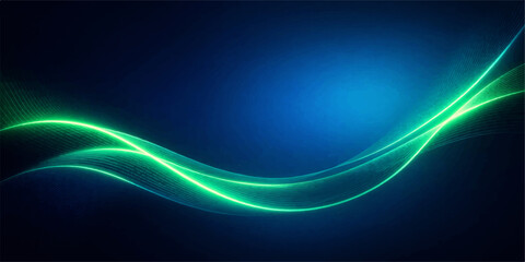 Abstract blue wave background featuring a futuristic design with light flow and glowing lines on a dark backdrop for a modern energy motion texture wallpaper © Hena