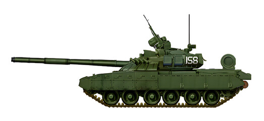 T-80U (Modernization of the T-80 tank, with the installation of a new engine, improved protection and new dynamic protection "Kontakt-5") © Tikros