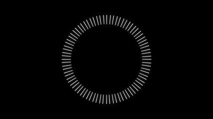 White circle digital tech processing interface loader with rotation loop speed animation on black background - Powered by Adobe