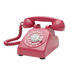 Pink rotary telephone isolated on transparent background