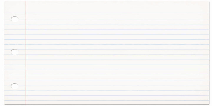 A blank spiral notebook sheet with lined paper texture provides an empty ruled notepad page for school or business office memo notes