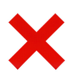 Red cross mark symbol isolated on transparent background