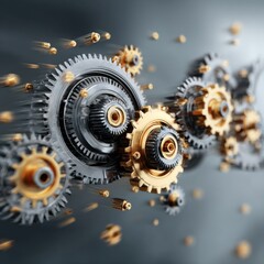 Interlocking gears mechanism with motion blur
